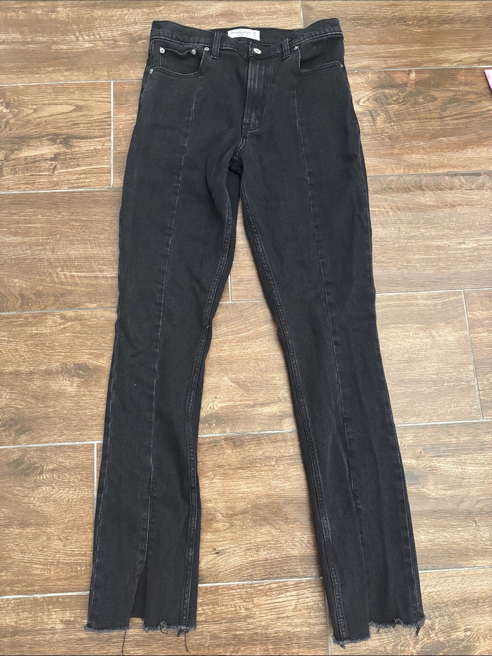 Abercrombie & Fitch Black Flared Seam-Front Jeans